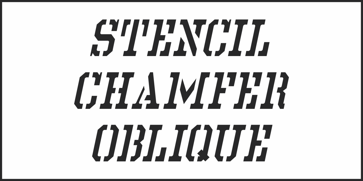 Ejemplo de fuente Stencil Chamfer JNL Regular